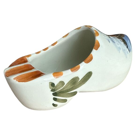 Vintage Delft Hand Painted Holland Dutch Clog Ashtray Polychrome Windmill 4.5” - Picture 3 of 10